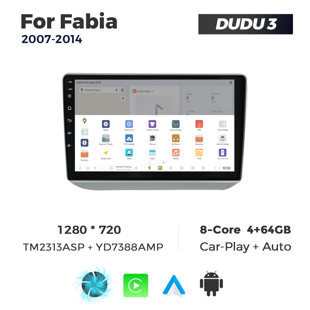 Navigatie Dedicata Skoda Fabia 2007-2014 DUDU3 9" 4GB RAM, 64GB ROM, Octacore, Ecran HD, CarPlay&AndroidAuto, Android - imagine 4
