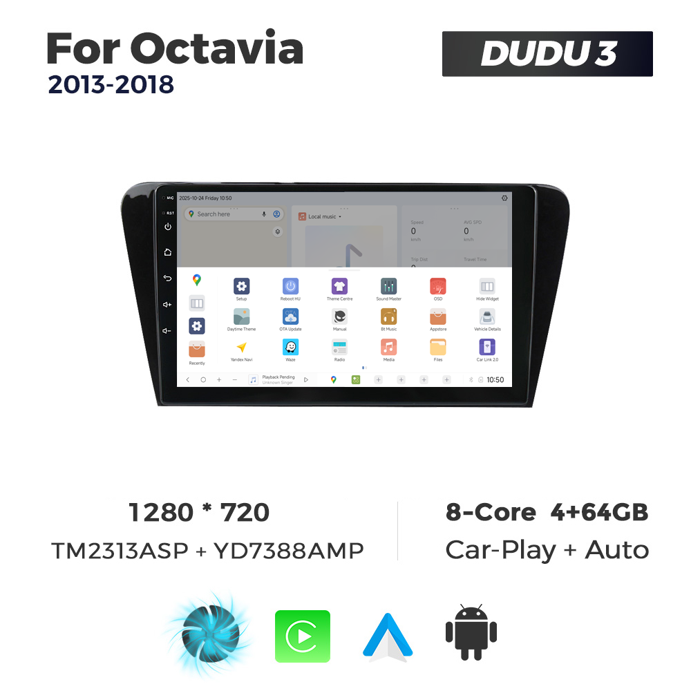 Navigatie Dedicata Skoda Octavia 2013-2018 DUDU3 9" 4GB RAM, 64GB ROM, Octacore, Ecran HD, CarPlay&AndroidAuto, Android - imagine 4