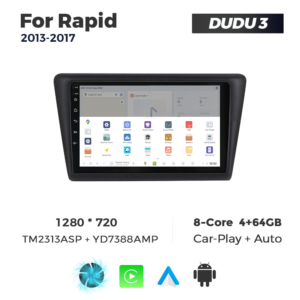 Navigatie Dedicata Skoda Rapid 2013-2017 DUDU3 9" 4GB RAM, 64GB ROM, Octacore, Ecran HD, CarPlay&AndroidAuto, Android - imagine 4