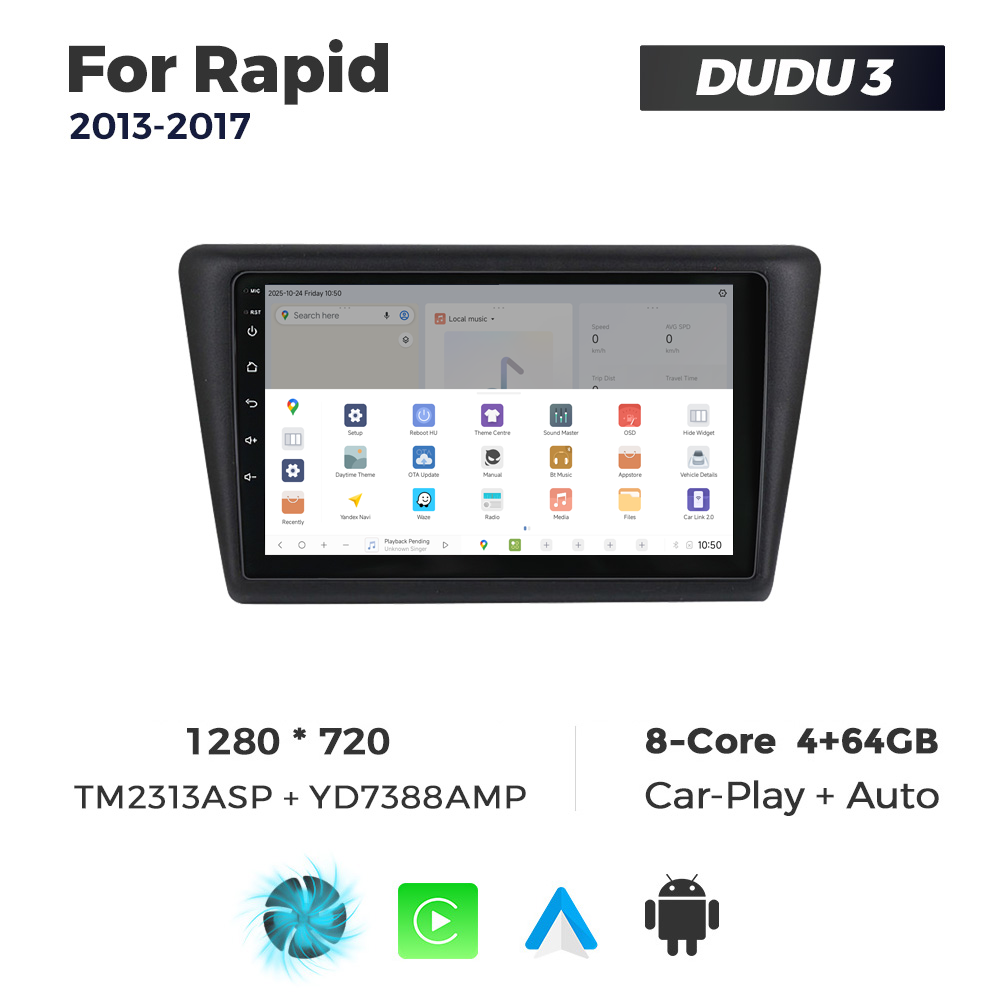 Navigatie Dedicata Skoda Rapid 2013-2017 DUDU3 9" 4GB RAM, 64GB ROM, Octacore, Ecran HD, CarPlay&AndroidAuto, Android - imagine 4