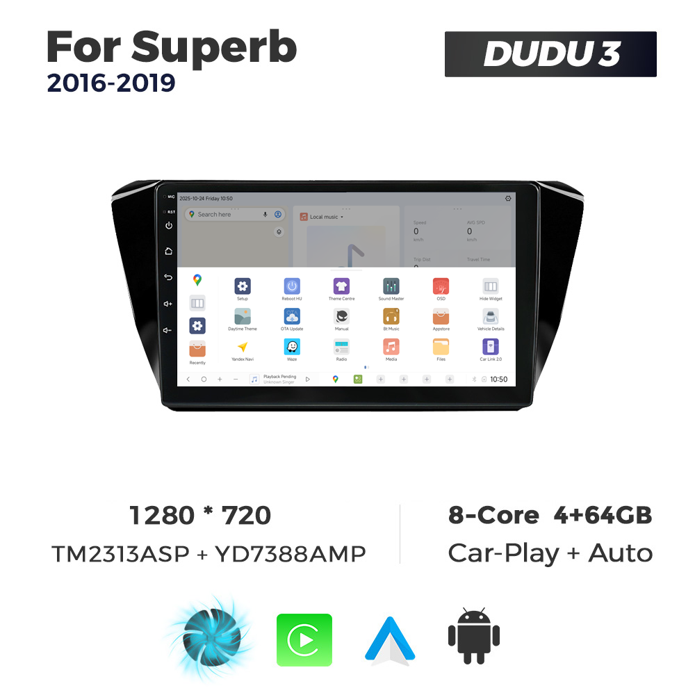 Navigatie Dedicata Skoda Superb 2016-2019 DUDU3 9" 4GB RAM, 64GB ROM, Octacore, Ecran HD, CarPlay&AndroidAuto, Android - imagine 4