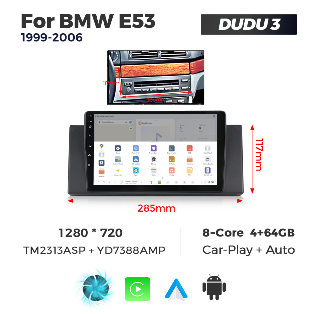 Navigatie Dedicata BMW X5 E53 1999-2006 DUDU3 9" 4GB RAM, 64GB ROM, Octacore, Ecran HD, CarPlay&AndroidAuto, Android - imagine 4