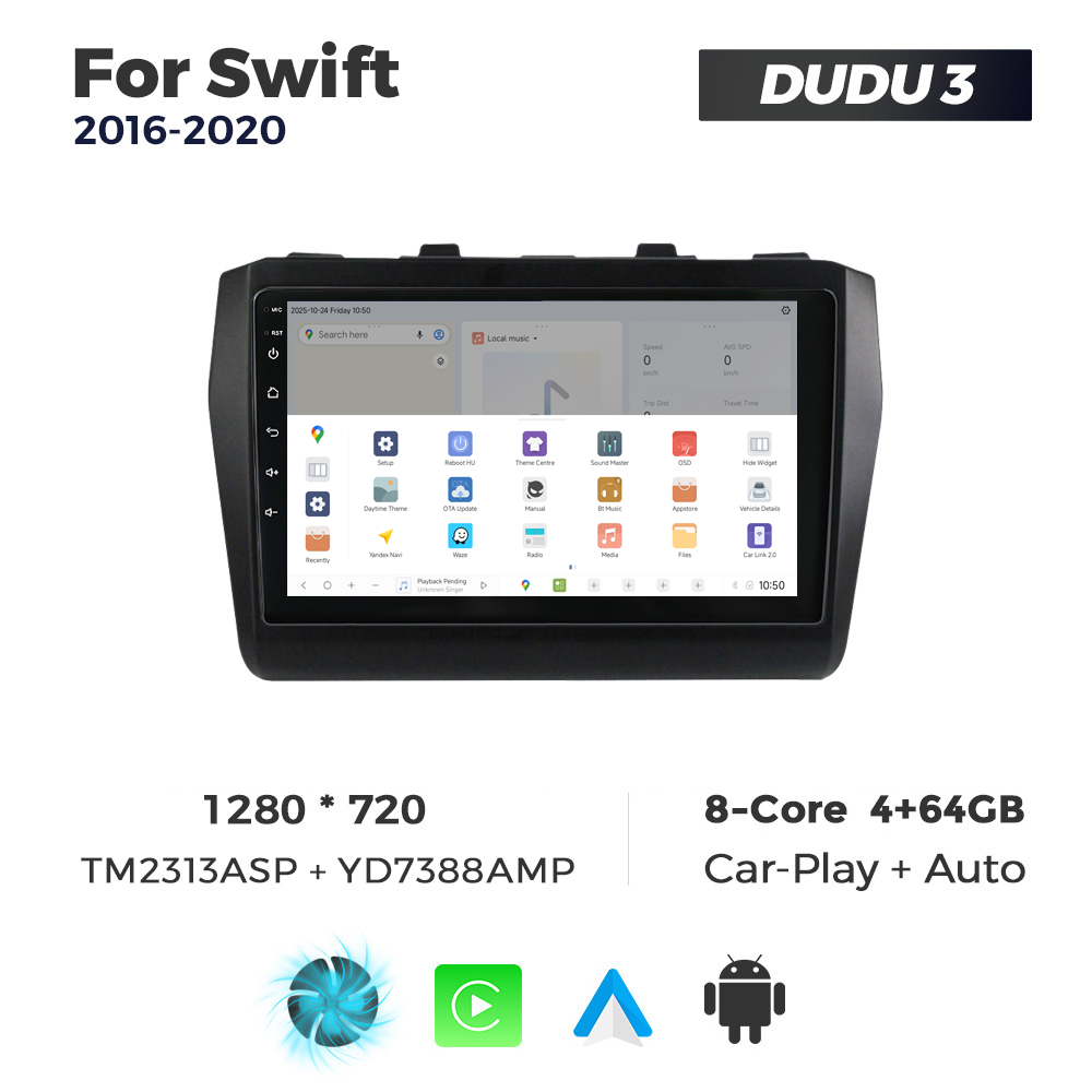 Navigatie Dedicata Suzuki Swift 2016-2020 DUDU3 9" 4GB RAM, 64GB ROM, Octacore, Ecran HD, CarPlay&AndroidAuto, Android - imagine 4