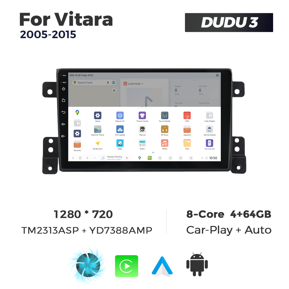Navigatie Dedicata Suzuki Vitara 2005-2015 DUDU3 9" 4GB RAM, 64GB ROM, Octacore, Ecran HD, CarPlay&AndroidAuto, Android - imagine 4