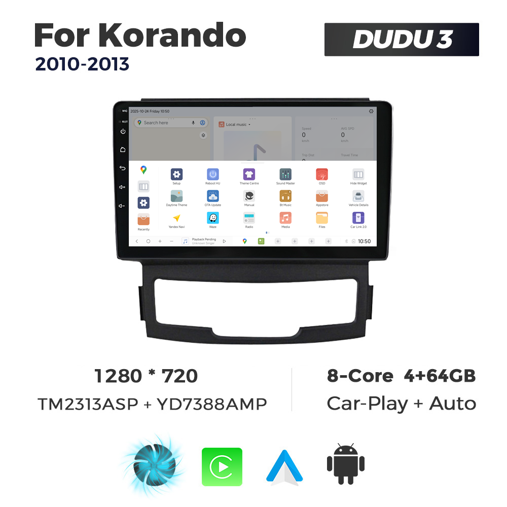 Navigatie Dedicata SsangYong Korando 2010-2013 DUDU3 9" 4GB RAM, 64GB ROM, Octacore, Ecran HD, CarPlay&AndroidAuto, Android - imagine 4