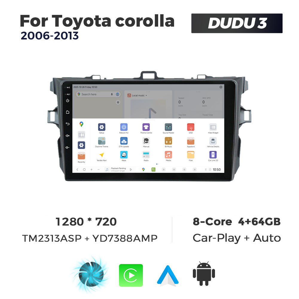 Navigatie Dedicata Toyota Corolla 2006-2013 DUDU3 9" 4GB RAM, 64GB ROM, Octacore, Ecran HD, CarPlay&AndroidAuto, Android - imagine 4