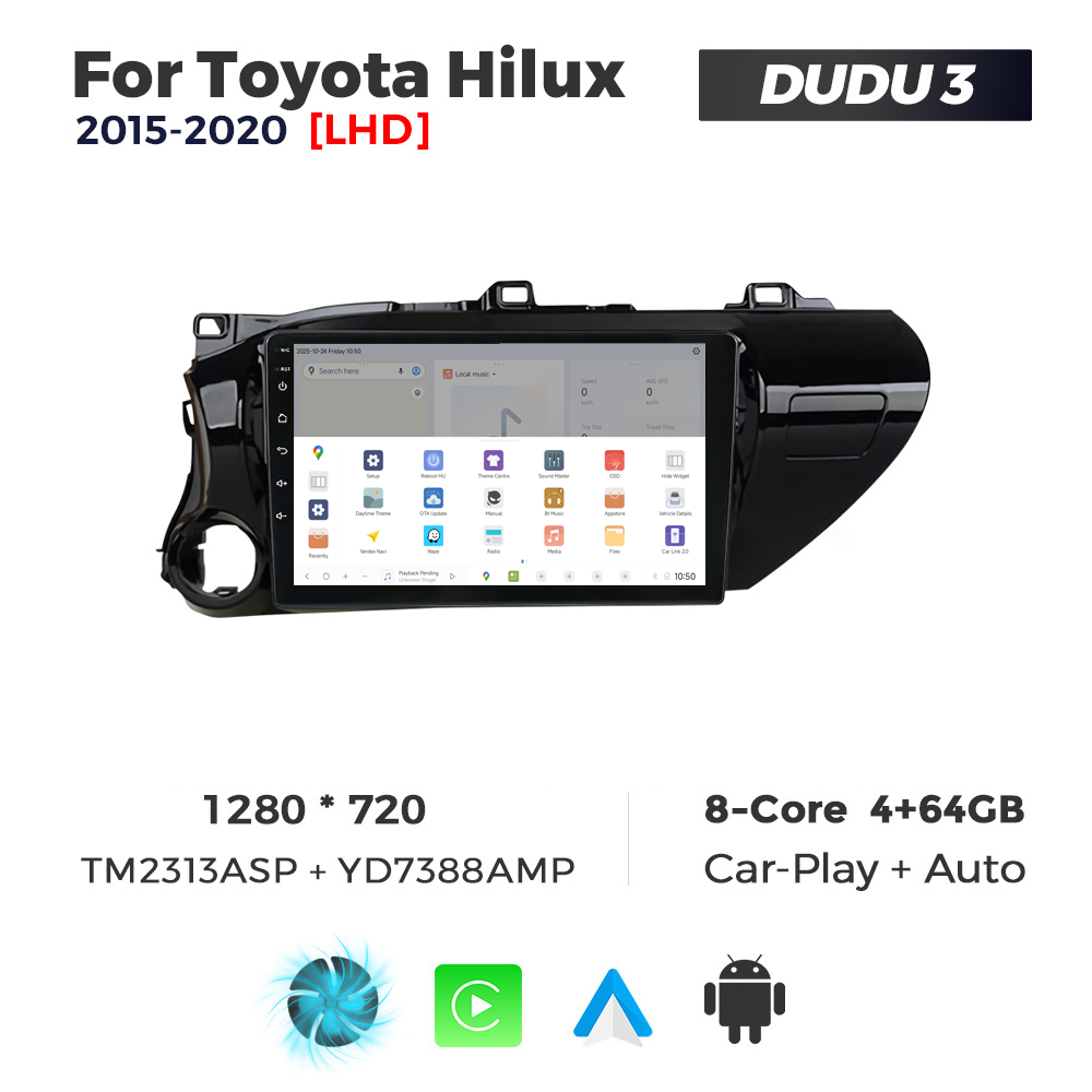 Navigatie Dedicata Toyota Hilux 2015-2020 DUDU3 9" 4GB RAM, 64GB ROM, Octacore, Ecran HD, CarPlay&AndroidAuto, Android - imagine 4