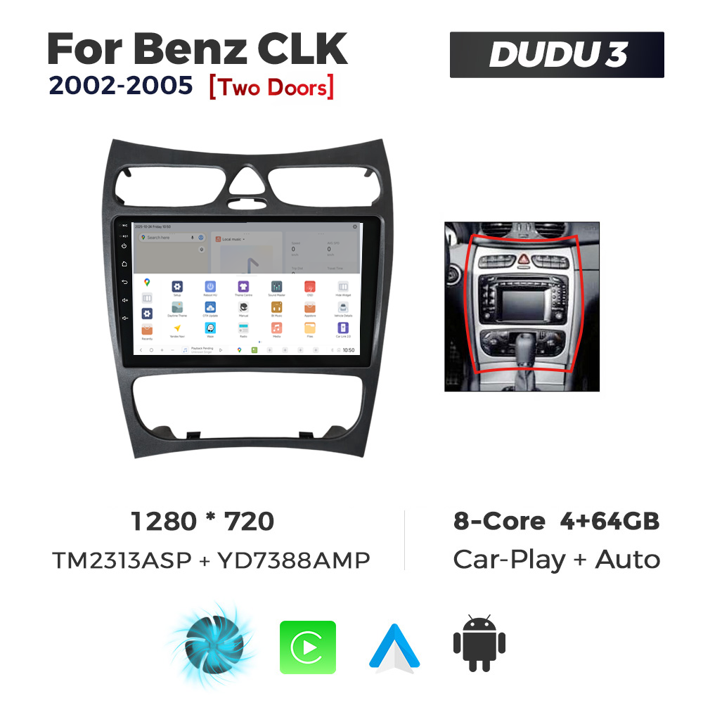 Navigatie Dedicata Benz CLK 2002-2005 DUDU3 9" 4GB RAM, 64GB ROM, Octacore, Ecran HD, CarPlay&AndroidAuto, Android - imagine 4