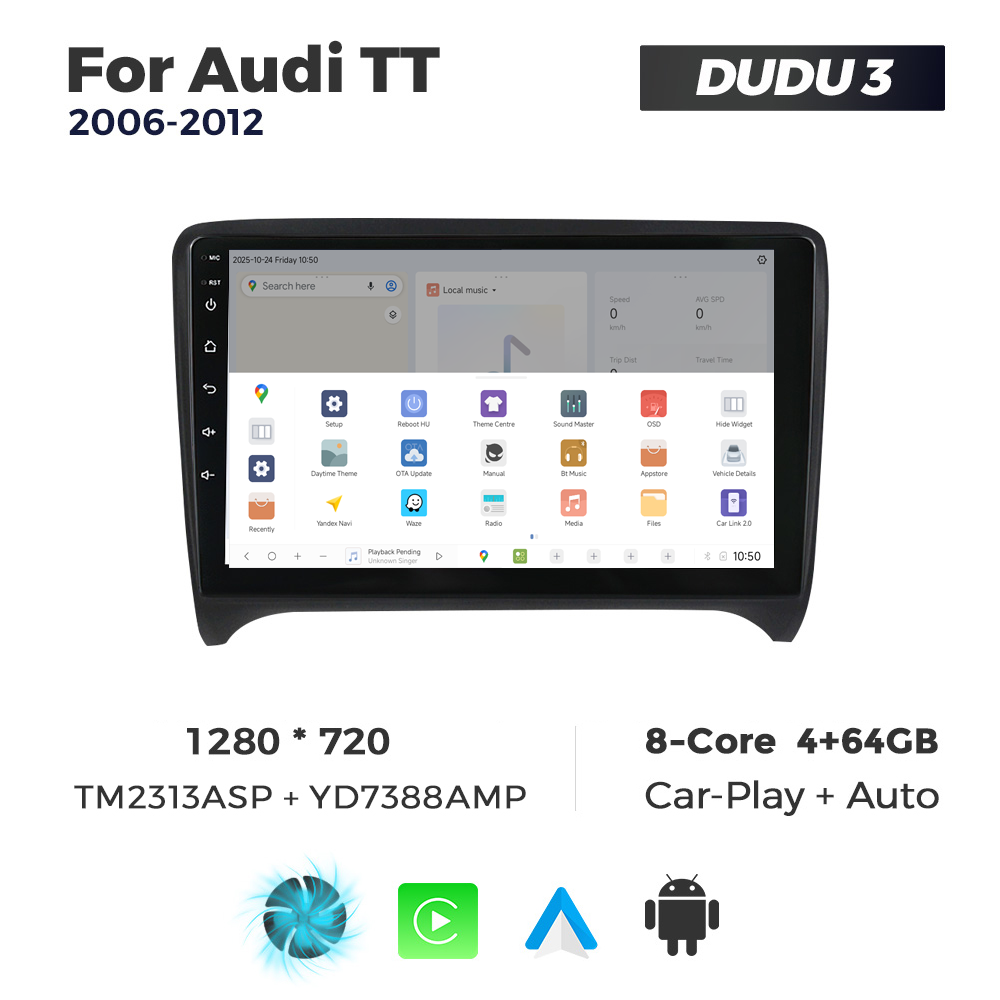 Navigatie Dedicata Audi TT 2006-2012 DUDU3 9" 4GB RAM, 64GB ROM, Octacore, Ecran HD, CarPlay&AndroidAuto, Android - imagine 4