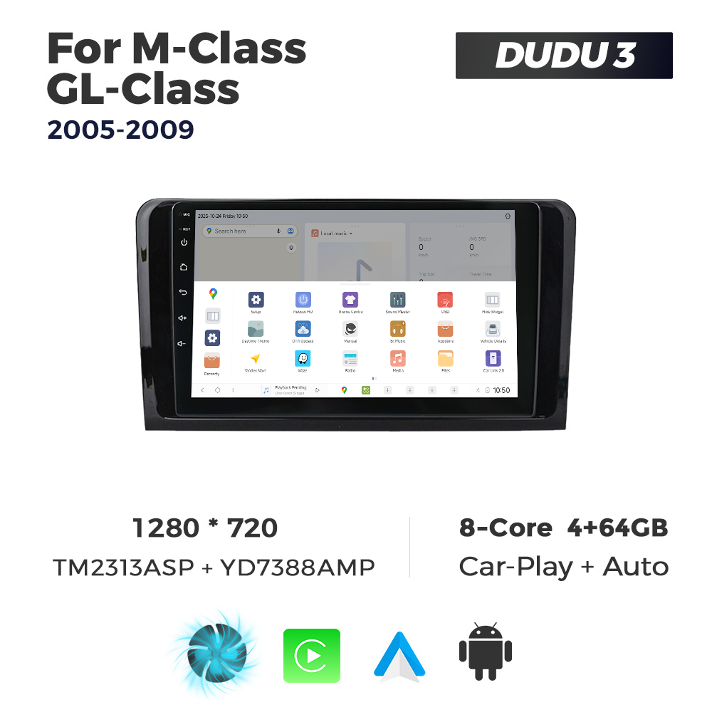 Navigatie Dedicata Benz ML/GL-Class 2005-2009 DUDU3 9" 4GB RAM, 64GB ROM, Octacore, Ecran HD, CarPlay&AndroidAuto, Android - imagine 4