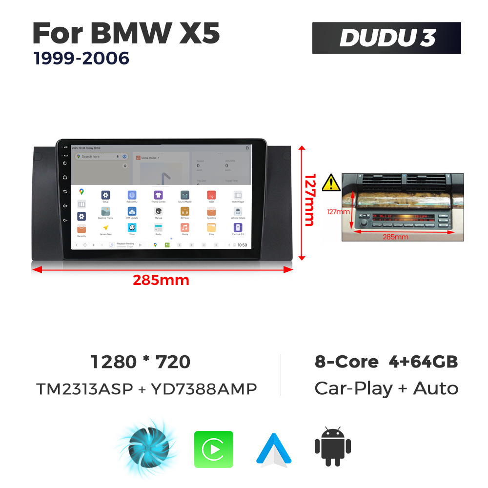 Navigatie Dedicata BMW E39 1999-2006 DUDU3 9" 4GB RAM, 64GB ROM, Octacore, Ecran HD, CarPlay&AndroidAuto, Android - imagine 4