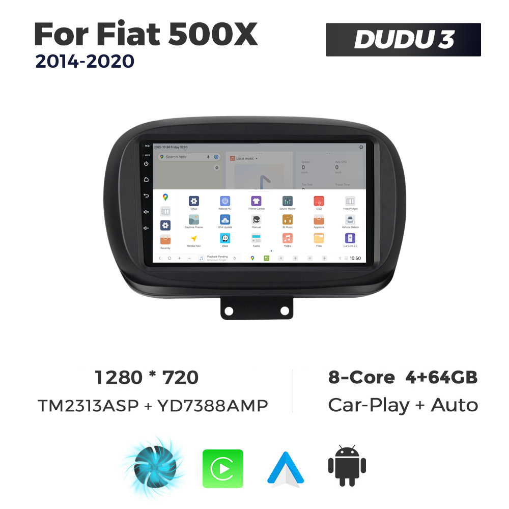 Navigatie Dedicata Fiat 500X 2014-2020 DUDU3 9" 4GB RAM, 64GB ROM, Octacore, Ecran HD, CarPlay&AndroidAuto, Android - imagine 4