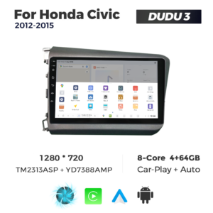 Navigatie Dedicata Honda Civic 2012-2015 DUDU3 9" 4GB RAM, 64GB ROM, Octacore, Ecran HD, CarPlay&AndroidAuto, Android - imagine 4