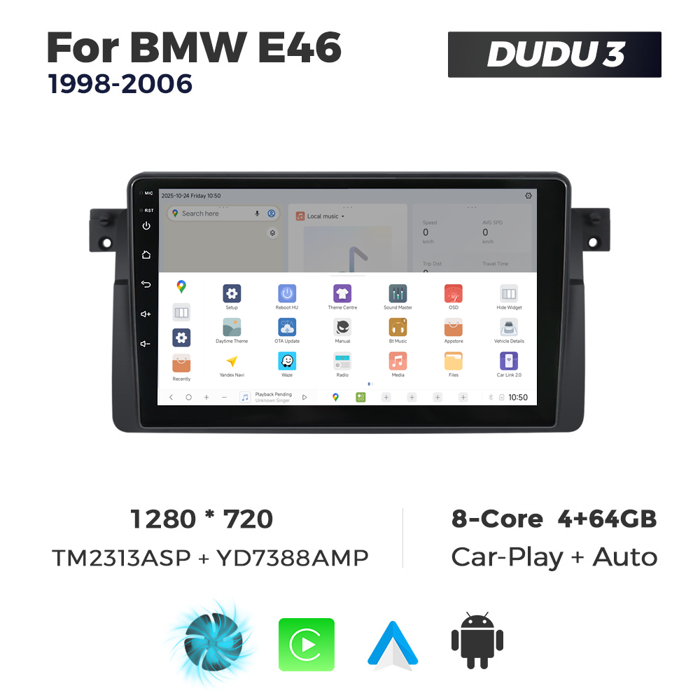Navigatie Dedicata BMW E46 1998-2006 DUDU3 9" 4GB RAM, 64GB ROM, Octacore, Ecran HD, CarPlay&AndroidAuto, Android - imagine 4