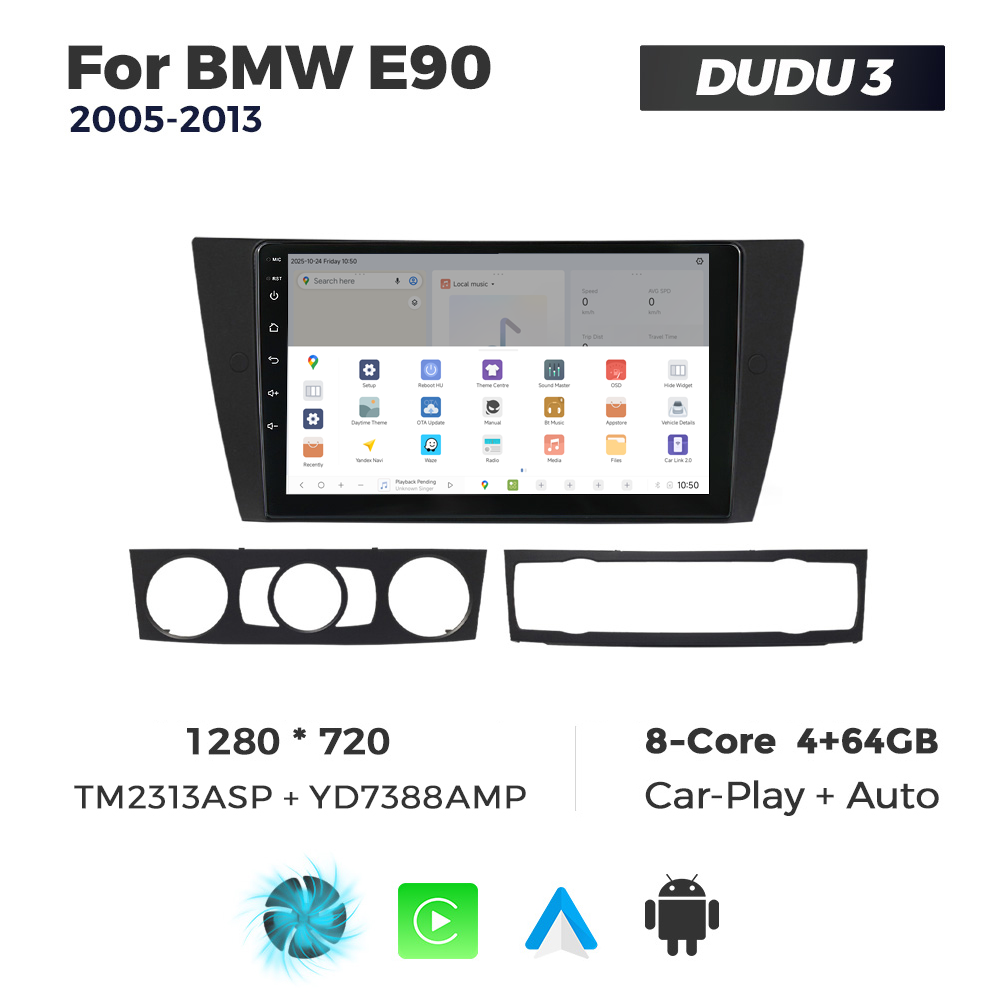 Navigatie Dedicata BMW E90 2005-2013 DUDU3 9" 4GB RAM, 64GB ROM, Octacore, Ecran HD, CarPlay&AndroidAuto, Android - imagine 4