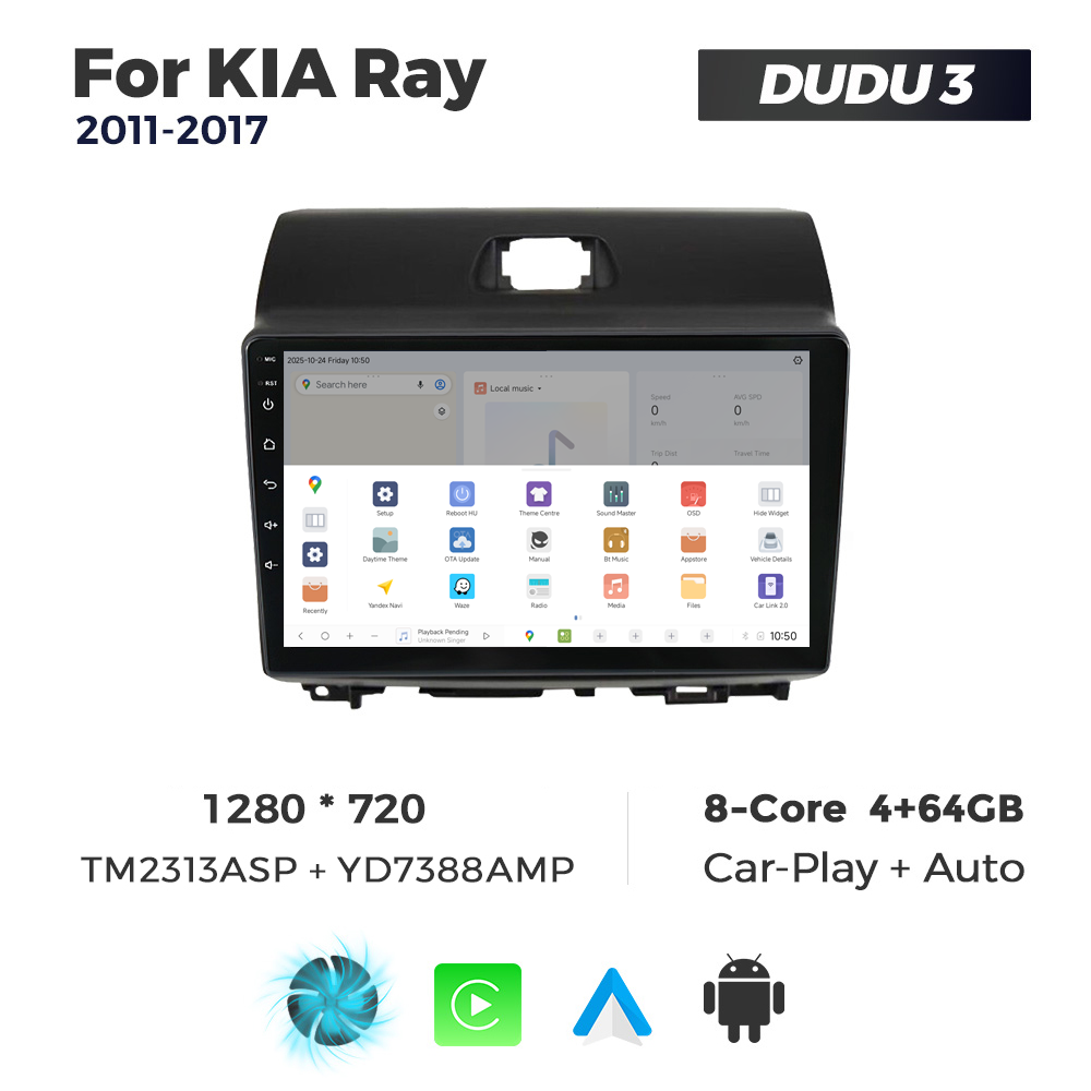 Navigatie Dedicata Kia Ray 2011-2017 DUDU3 9" 4GB RAM, 64GB ROM, Octacore, Ecran HD, CarPlay&AndroidAuto, Android - imagine 4