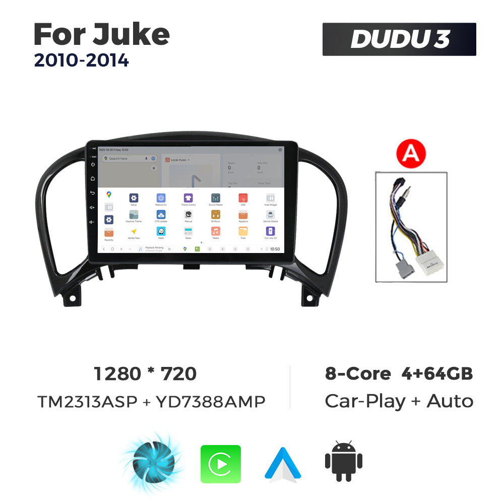 Navigatie Dedicata Nissan Juke 2010-2014 DUDU3 9" 4GB RAM, 64GB ROM, Octacore, Ecran HD, CarPlay&AndroidAuto, Android - imagine 4