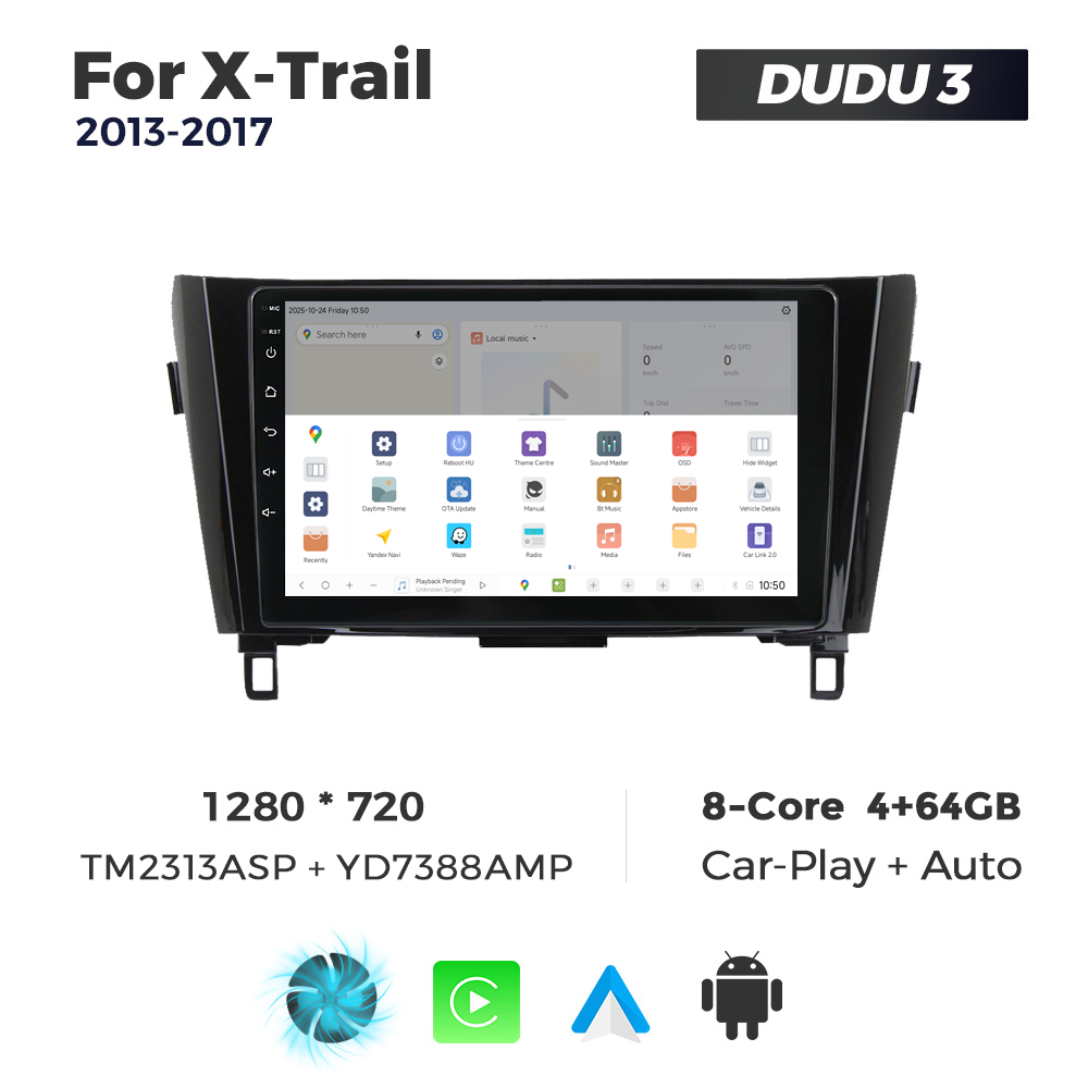 Navigatie Dedicata Nissan X-Trail 2013-2017 DUDU3 9" 4GB RAM, 64GB ROM, Octacore, Ecran HD, CarPlay&AndroidAuto, Android - imagine 4