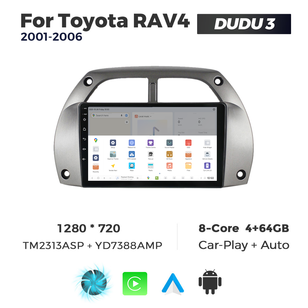 Navigatie Dedicata Toyota RAV4 2001-2006 DUDU3 9" 4GB RAM, 64GB ROM, Octacore, Ecran HD, CarPlay&AndroidAuto, Android - imagine 4