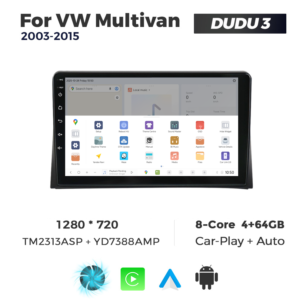 Navigatie Dedicata Volkswagen Multivan 2003-2015 DUDU3 9" 4GB RAM, 64GB ROM, Octacore, Ecran HD, CarPlay&AndroidAuto, Android - imagine 4