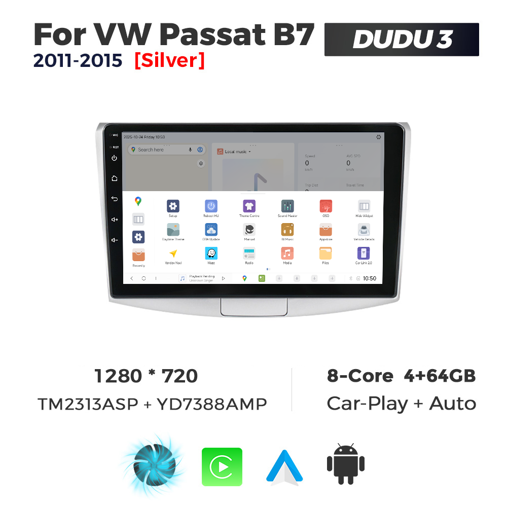 Navigatie Dedicata Volkswagen Passat B6/B7 Gri 2005-2015 DUDU3 10" 4GB RAM, 64GB ROM, Octacore, Ecran HD, CarPlay&AndroidAuto, Android - imagine 4