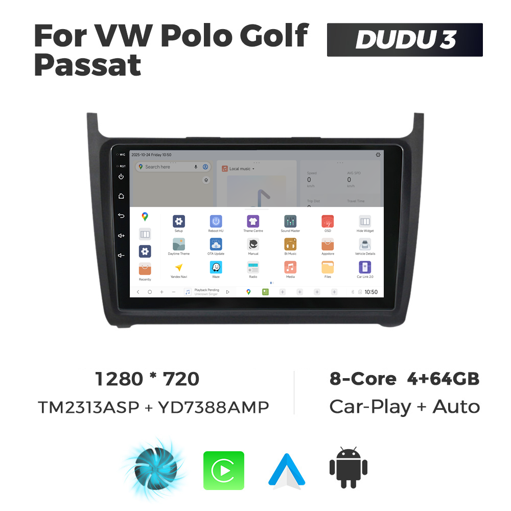 Navigatie Dedicata Volkswagen Polo 2009-2017 DUDU3 9" 4GB RAM, 64GB ROM, Octacore, Ecran HD, CarPlay&AndroidAuto, Android - imagine 4