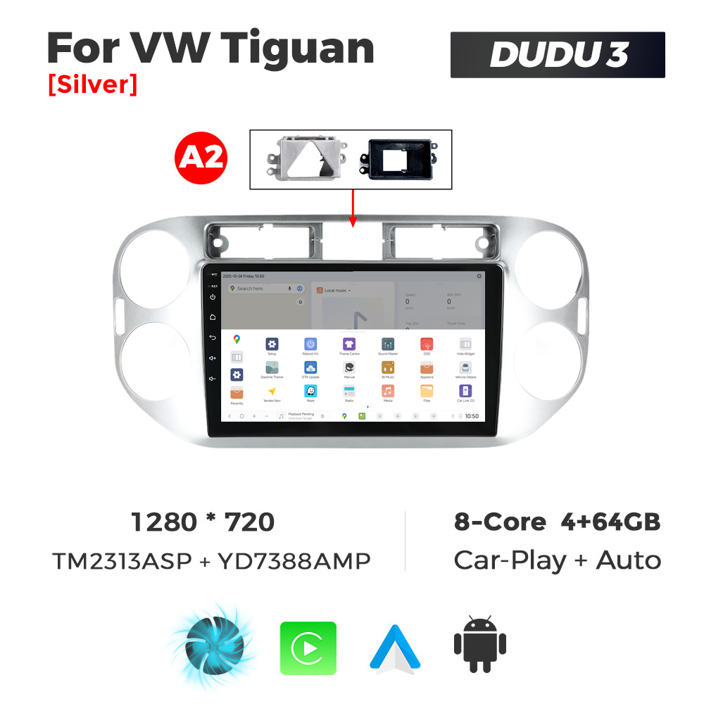 Navigatie Dedicata Volkswagen Tiguan 2007-2016 Gri DUDU3 9" 4GB RAM, 64GB ROM, Octacore, Ecran HD, CarPlay&AndroidAuto, Android - imagine 4