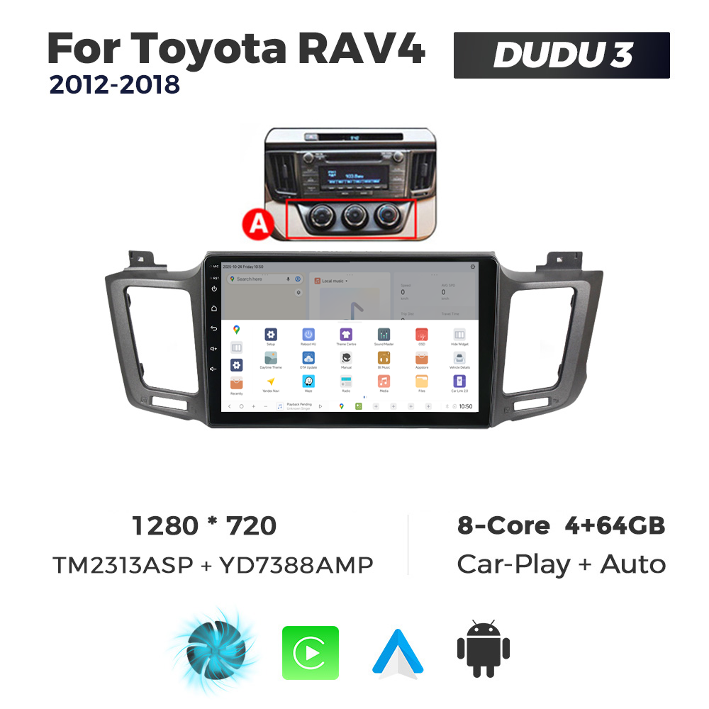 Navigatie Dedicata Toyota RAV4 2012-2018 DUDU3 9" 4GB RAM, 64GB ROM, Octacore, Ecran HD, CarPlay&AndroidAuto, Android - imagine 4