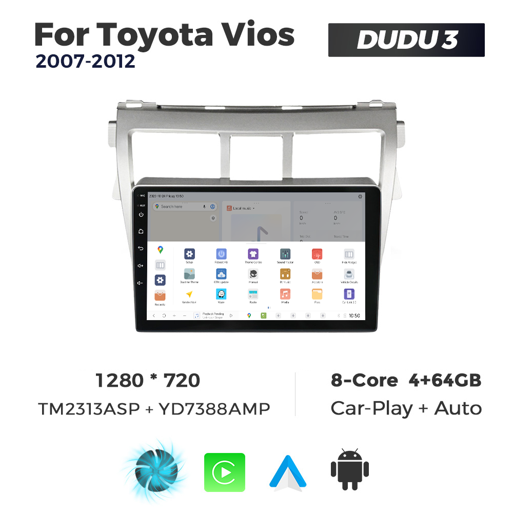Navigatie Dedicata Toyota Vios 2007-2012 DUDU3 9" 4GB RAM, 64GB ROM, Octacore, Ecran HD, CarPlay&AndroidAuto, Android - imagine 4
