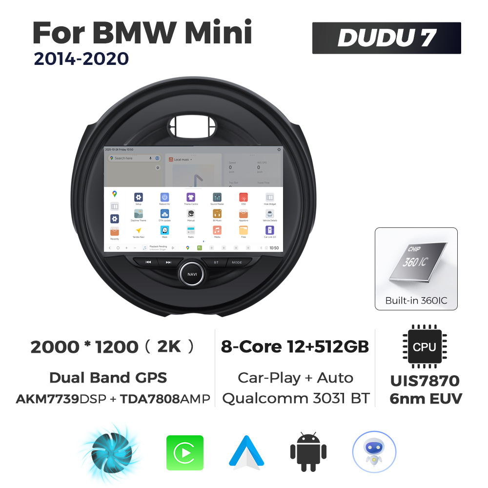 Navigatie Dedicata BMW MINI 2014-2020 DUDU7 9" 12GB RAM, 512GB ROM, Octacore, Ecran 2K, CarPlay&AndroidAuto, Android - imagine 4