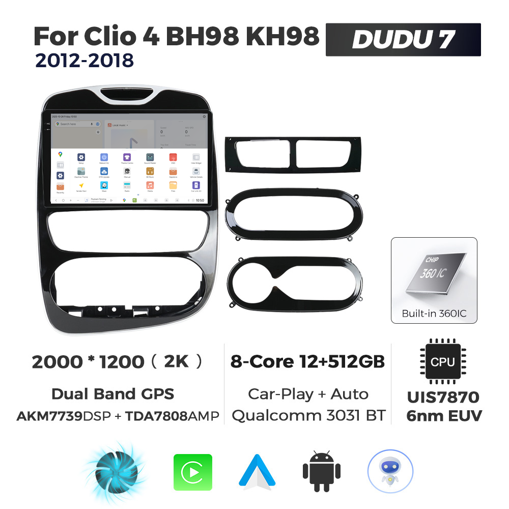 Navigatie Dedicata Renault Clio 4 2012-2018 DUDU7 9" 12GB RAM, 512GB ROM, Octacore, Ecran 2K, CarPlay&AndroidAuto, Android - imagine 4
