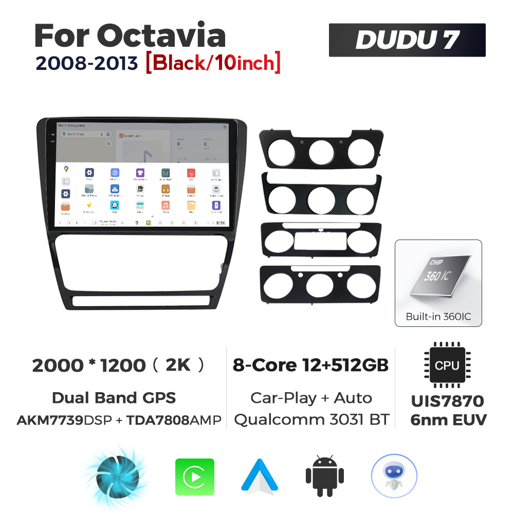 Navigatie Dedicata Skoda Octavia 2004-2013 Negru DUDU7 9" 12GB RAM, 512GB ROM, Octacore, Ecran 2K, CarPlay&AndroidAuto, Android - imagine 4