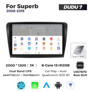 Navigatie Dedicata Skoda Superb 2008-2015 DUDU7 9" 12GB RAM, 512GB ROM, Octacore, Ecran 2K, CarPlay&AndroidAuto, Android - imagine 4