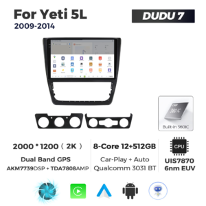 Navigatie Dedicata Skoda Yeti 5L 2009-2014 DUDU7 9" 12GB RAM, 512GB ROM, Octacore, Ecran 2K, CarPlay&AndroidAuto, Android - imagine 4
