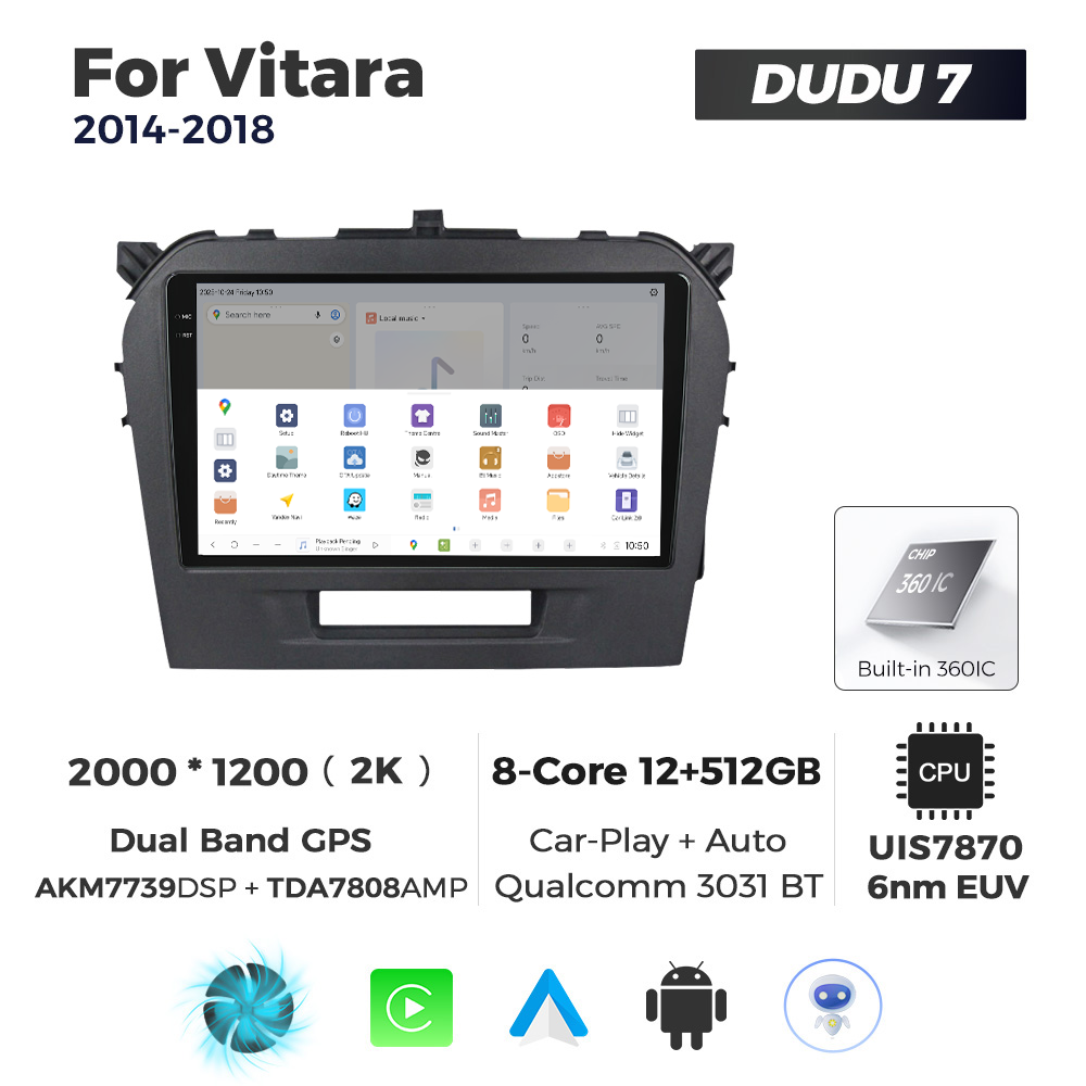 Navigatie Dedicata Suzuki Vitara 2014-2018 DUDU7 9" 12GB RAM, 512GB ROM, Octacore, Ecran 2K, CarPlay&AndroidAuto, Android - imagine 4
