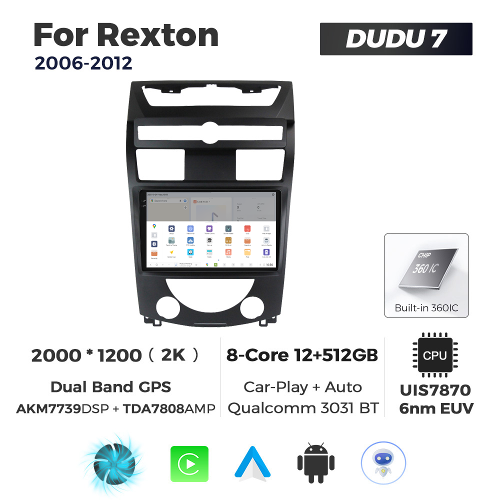 Navigatie Dedicata SsangYong Rexton 2006-2012 DUDU7 9" 12GB RAM, 512GB ROM, Octacore, Ecran 2K, CarPlay&AndroidAuto, Android - imagine 4