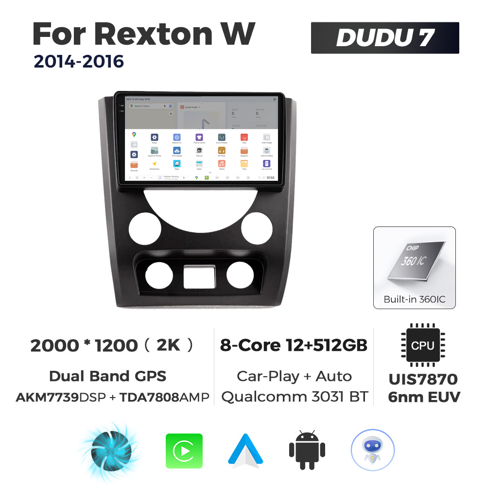 Navigatie Dedicata SsangYong Rexton W 2014-2016 DUDU7 9" 12GB RAM, 512GB ROM, Octacore, Ecran 2K, CarPlay&AndroidAuto, Android - imagine 4