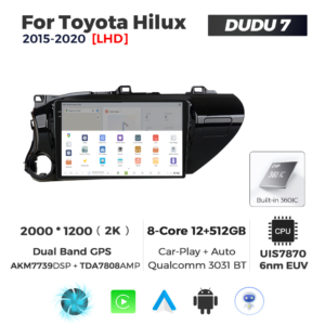 Navigatie Dedicata Toyota Hilux 2015-2020 DUDU7 9" 12GB RAM, 512GB ROM, Octacore, Ecran 2K, CarPlay&AndroidAuto, Android - imagine 4