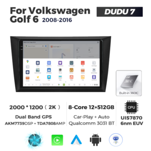 Navigatie Dedicata Volkswagen Golf 6 2008-2016 DUDU7 9" 12GB RAM, 512GB ROM, Octacore, Ecran 2K, CarPlay&AndroidAuto, Android - imagine 4