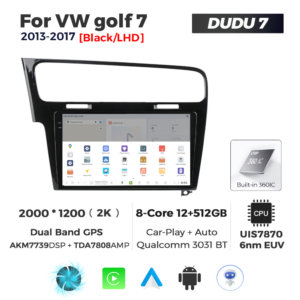 Navigatie Dedicata Volkswagen Golf 7 Negru 2013-2017 DUDU7 9" 12GB RAM, 512GB ROM, Octacore, Ecran 2K, CarPlay&AndroidAuto, Android - imagine 4