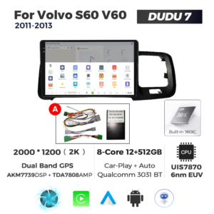 Navigatie Dedicata Volvo S60 V60 2011-2020 DUDU7 9" 12GB RAM, 512GB ROM, Octacore, Ecran 2K, CarPlay&AndroidAuto, Android - imagine 4