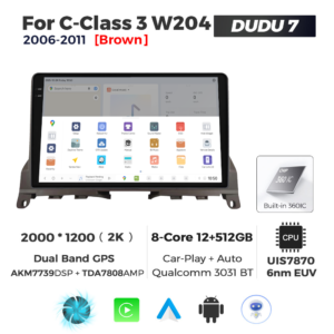 Navigatie Dedicata Benz C-Class 3 W204 2006-2011 DUDU7 9" 12GB RAM, 512GB ROM, Octacore, Ecran 2K, CarPlay&AndroidAuto, Android - imagine 4