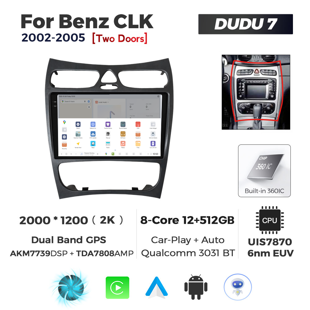 Navigatie Dedicata Benz CLK 2002-2005 DUDU7 9" 12GB RAM, 512GB ROM, Octacore, Ecran 2K, CarPlay&AndroidAuto, Android - imagine 4