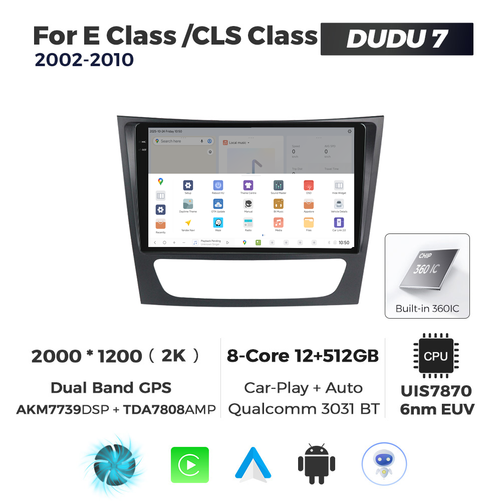 Navigatie Dedicata Benz CLS-Class 2002-2010 DUDU7 9" 12GB RAM, 512GB ROM, Octacore, Ecran 2K, CarPlay&AndroidAuto, Android - imagine 4