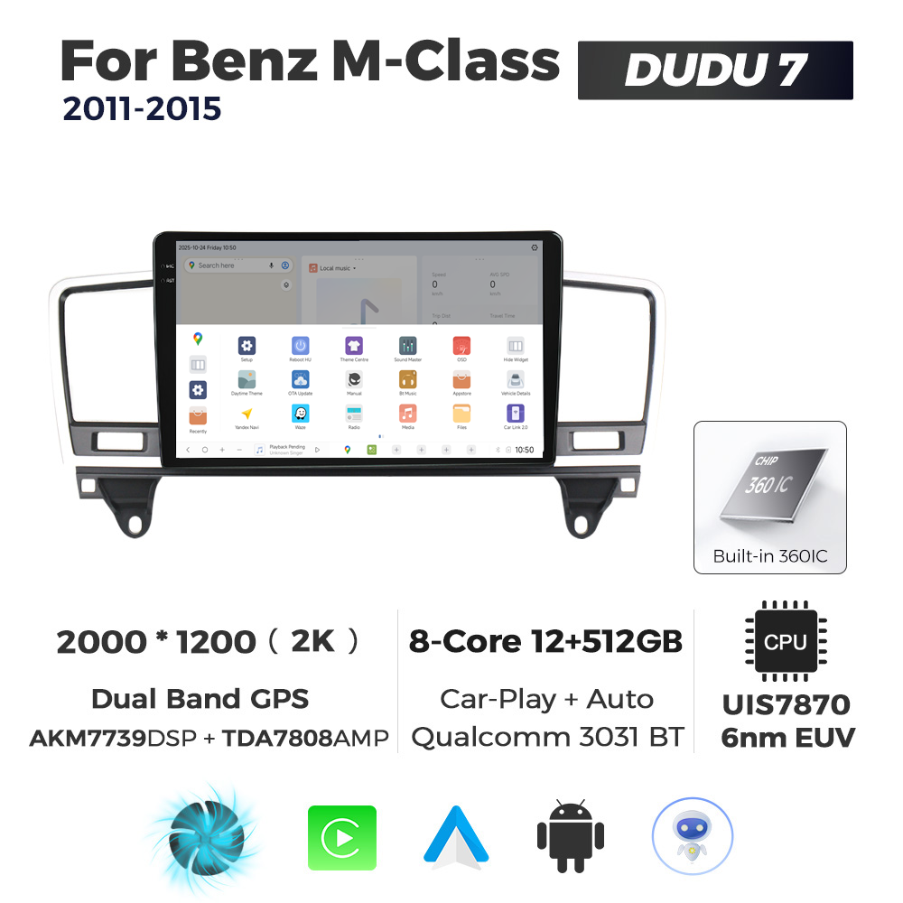 Navigatie Dedicata Benz M-Class 2011-2015 DUDU7 9" 12GB RAM, 512GB ROM, Octacore, Ecran 2K, CarPlay&AndroidAuto, Android - imagine 4