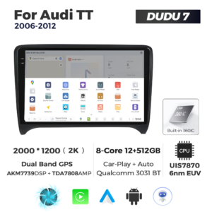 Navigatie Dedicata Audi TT 2006-2012 DUDU7 9" 12GB RAM, 512GB ROM, Octacore, Ecran 2K, CarPlay&AndroidAuto, Android - imagine 4