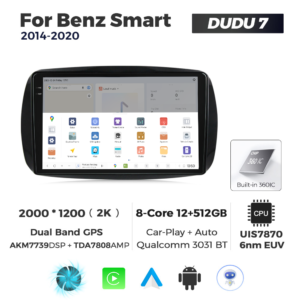 Navigatie Dedicata Benz Smart 2014-2020 DUDU7 9" 12GB RAM, 512GB ROM, Octacore, Ecran 2K, CarPlay&AndroidAuto, Android - imagine 4