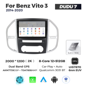 Navigatie Dedicata Benz Vito 3 2014-2020 DUDU7 9" 12GB RAM, 512GB ROM, Octacore, Ecran 2K, CarPlay&AndroidAuto, Android - imagine 4