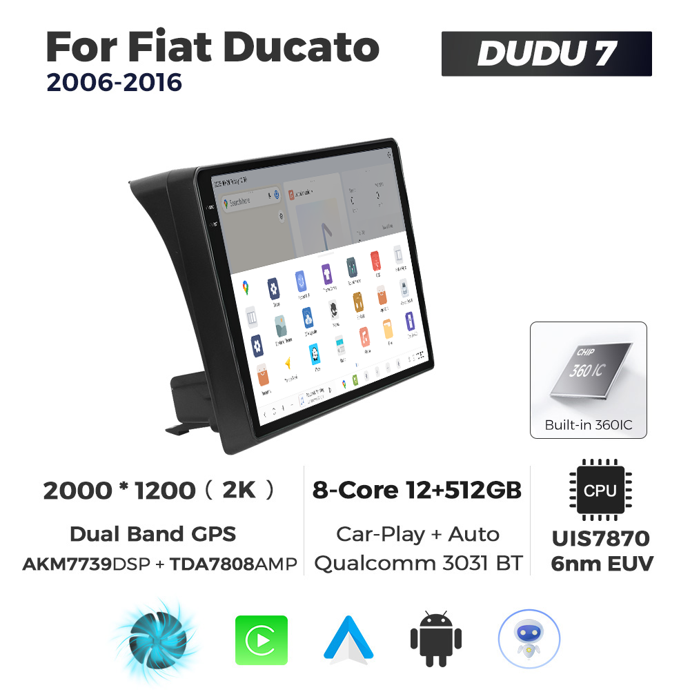 Navigatie Dedicata Fiat Ducato 2006-2016 DUDU7 9" 12GB RAM, 512GB ROM, Octacore, Ecran 2K, CarPlay&AndroidAuto, Android - imagine 4