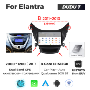 Navigatie Dedicata Hyundai Elantra 2011-2013 B DUDU7 9" 12GB RAM, 512GB ROM, Octacore, Ecran 2K, CarPlay&AndroidAuto, Android - imagine 4
